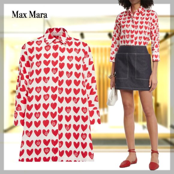 MaxMara Calamo Heart Print Shirt - Picture 2 of 6
